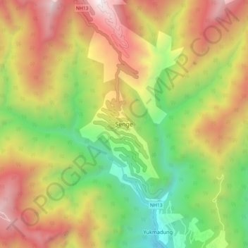 Carte topographique Senge, altitude, relief