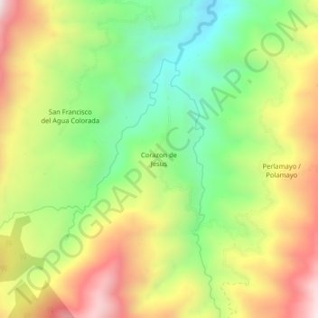 Carte topographique Corazon de Jesus, altitude, relief
