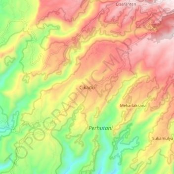 Carte topographique Cikadu, altitude, relief