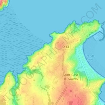 Carte topographique La Fresnaye, altitude, relief