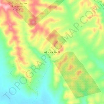 Carte topographique Alfredo V. Bonfil, altitude, relief