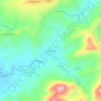 Carte topographique Tigbalogo, altitude, relief