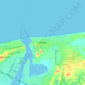 Carte topographique Allende, altitude, relief
