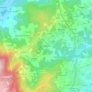 Carte topographique Vilamouro, altitude, relief