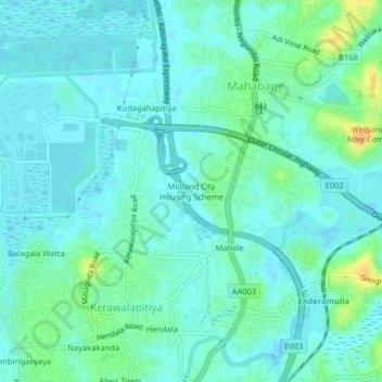 Carte topographique Midland City Housing Scheme, altitude, relief