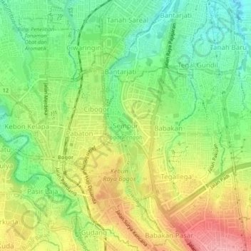 Carte topographique Sempur, altitude, relief