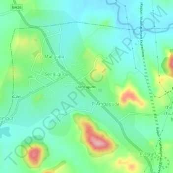Carte topographique Ambaguda, altitude, relief