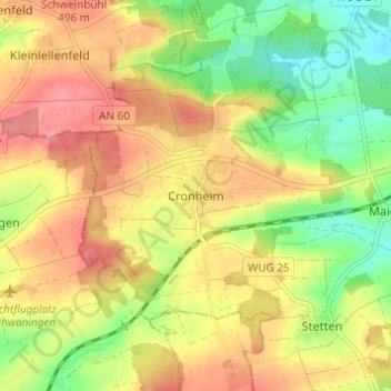 Carte topographique Cronheim, altitude, relief