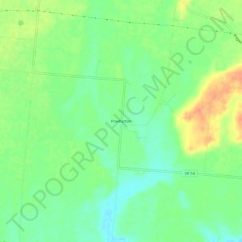 Carte topographique Powhattan, altitude, relief