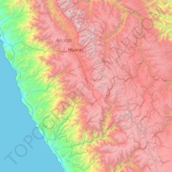 Carte topographique Province of Recuay, altitude, relief