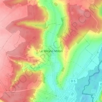 Carte topographique Le Mesnil-Milon, altitude, relief
