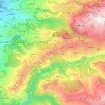 Carte topographique Broumana, altitude, relief