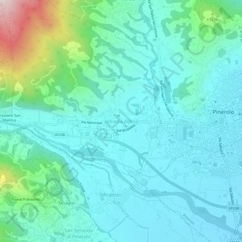 Carte topographique Abbadia Alpina, altitude, relief