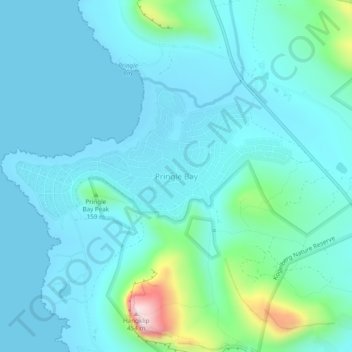 Carte topographique Pringle Bay, altitude, relief
