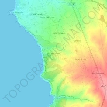 Carte topographique São Bernardino, altitude, relief