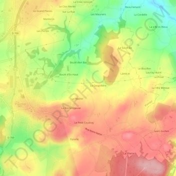 Carte topographique Brangolo, altitude, relief