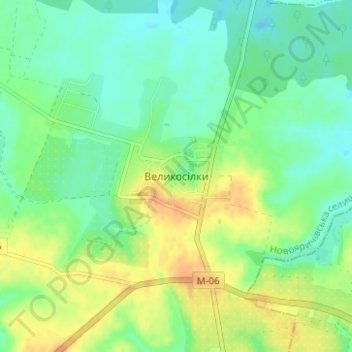 Carte topographique Velykosilky, altitude, relief