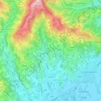 Carte topographique Molvena, altitude, relief
