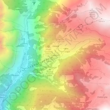 Carte topographique Corgnolaz, altitude, relief