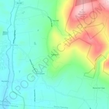 Carte topographique Fairview, altitude, relief