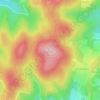 Carte topographique Mont de Mandé, altitude, relief