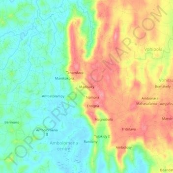 Carte topographique Madisaky, altitude, relief