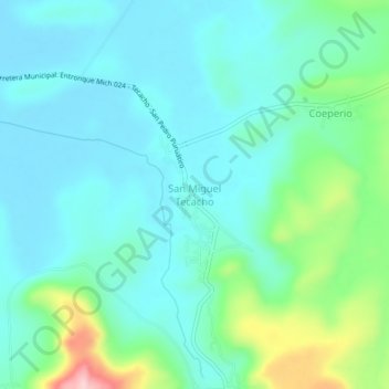 Carte topographique San Miguel Tecacho, altitude, relief