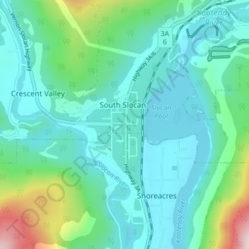 Carte topographique Playmor Junction, altitude, relief