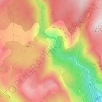 Carte topographique Source du Riou, altitude, relief