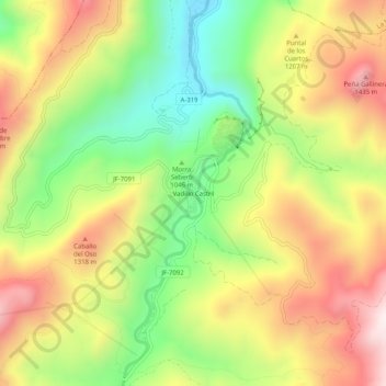 Carte topographique Vadillo Castril, altitude, relief