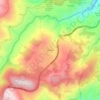 Carte topographique Juvandes, altitude, relief