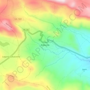 Carte topographique Bellavista, altitude, relief