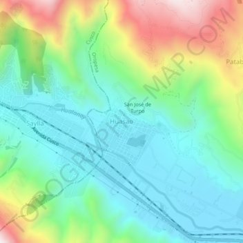 Carte topographique Huasao, altitude, relief