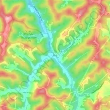 Carte topographique Core, altitude, relief