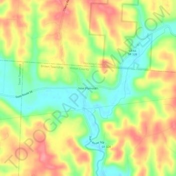 Carte topographique New Plymouth, altitude, relief