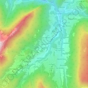 Carte topographique Martinière, altitude, relief