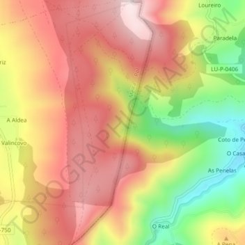 Carte topographique Romeor, altitude, relief