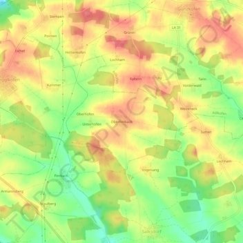 Carte topographique Oberfimbach, altitude, relief