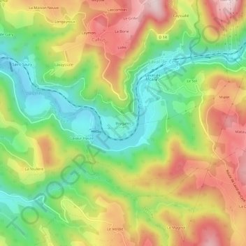 Carte topographique Brugales, altitude, relief