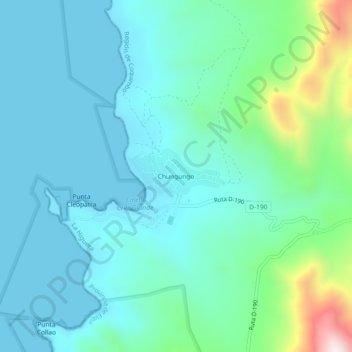 Carte topographique Chungungo, altitude, relief