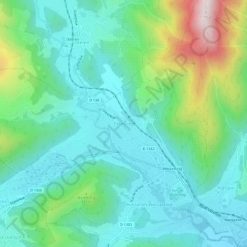 Carte topographique Fellering, altitude, relief