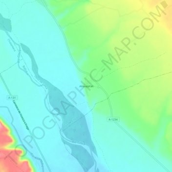 Carte topographique Almudáfar, altitude, relief