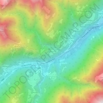 Carte topographique Barzona, altitude, relief