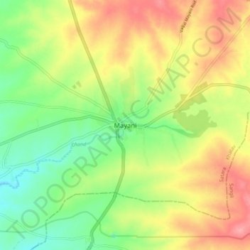 Carte topographique Mayani, altitude, relief
