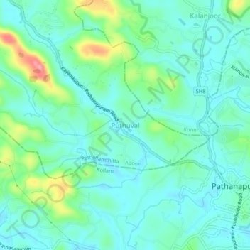Carte topographique Puthuval, altitude, relief