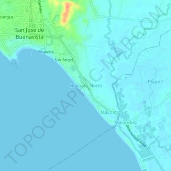 Carte topographique Maybato North, altitude, relief