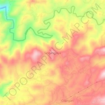 Carte topographique Sindangjaya, altitude, relief
