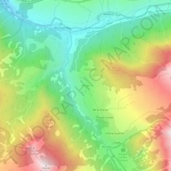 Carte topographique Thures, altitude, relief