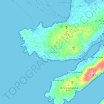 Carte topographique Lembongan, altitude, relief