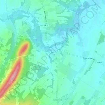 Carte topographique Claylick, altitude, relief